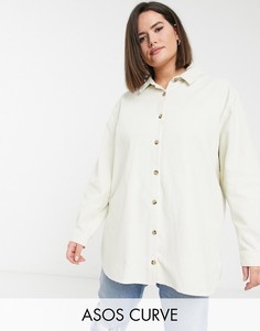 Беловатая вельветовая oversize-рубашка ASOS DESIGN Curve-Желтый