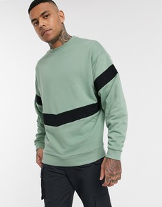 Светло-зеленый/черный oversize-свитшот в стиле колор блок ASOS DESIGN