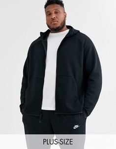 Черный флисовый худи на молнии Nike Plus Tech