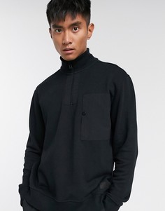 Черный джемпер с короткой молнией Topman