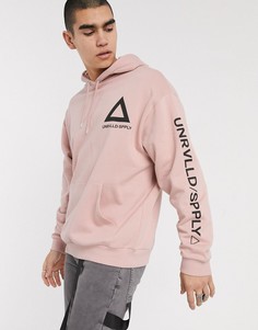 Розовый худи свободного кроя с принтом ASOS DESIGN