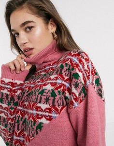 Джемпер с высоким воротником и традиционным узором Фэйр-Айл ASOS DESIGN-Мульти