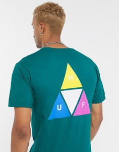 Зеленая футболка с принтом треугольников HUF-Зеленый