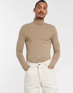 Бежевая обтягивающая водолазка ASOS DESIGN-Бежевый