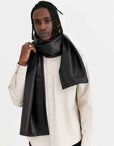 Черный шарф из искусственной кожи ASOS DESIGN