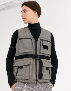 Клетчатый жилет в стиле милитари ASOS DESIGN-Мульти