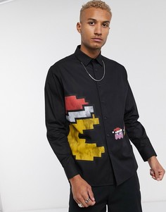 Oversize-рубашка с новогодним принтом ASOS DESIGN-Черный