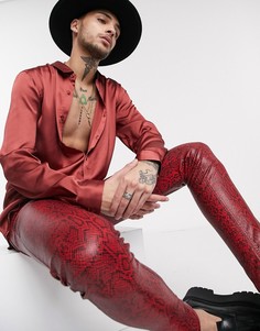 Бордовая свободная атласная рубашка ASOS DESIGN-Красный