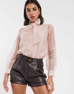 Розовая блузка из органзы с объемными рукавами Vero Moda-Розовый