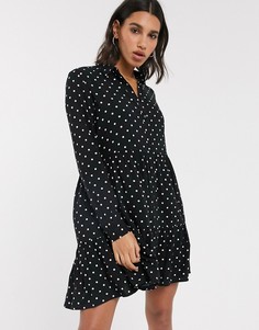 Свободное платье-рубашка в горошек Stradivarius-Черный