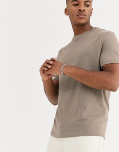 Бежевая плотная футболка из органического хлопка с круглым вырезом ASOS DESIGN-Бежевый