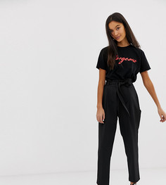 Брюки с поясом на талии New Look-Черный