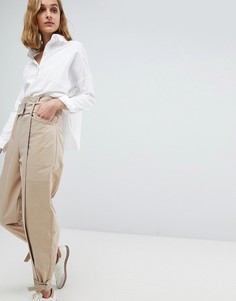 Брюки с завышенной талией ASOS WHITE-Светло-бежевый