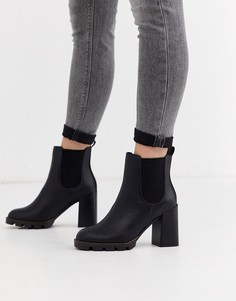 Черные ботинки челси на массивной подошве и каблуке River Island-Черный