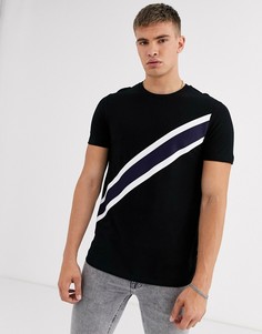 Черная футболка с лентой по диагонали Burton Menswear-Черный