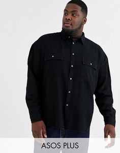 Черная джинсовая oversize-рубашка из органического хлопка с двумя карманами ASOS DESIGN Plus-Черный