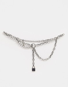 Ремень-цепочка с замочком ASOS DESIGN-Серебряный