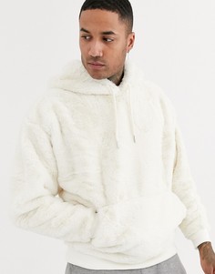 Бежевый oversize-худи из искусственного меха ASOS DESIGN