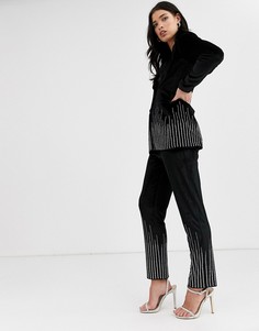 Бархатные брюки из комплекта со стразами Fashion Union-Черный