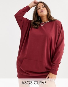 Трикотажное платье с передним карманом ASOS DESIGN Curve-Красный