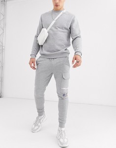 Суженные книзу джоггеры с принтом \"los angeles\" ASOS DESIGN-Серый