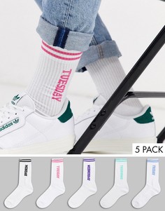 Набор из 5 пар спортивных носков с днями недели ASOS DESIGN, скидка-Мульти