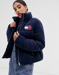 Вельветовая дутая куртка Tommy Jeans-Темно-синий