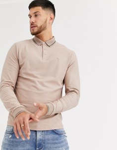 Светло-бежевое поло с длинными рукавами River Island-Светло-бежевый