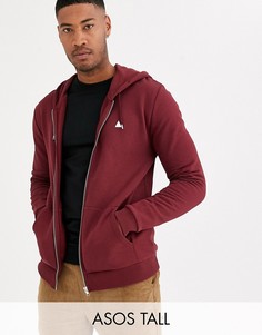 Бордовый худи на молнии ASOS DESIGN Tall-Красный