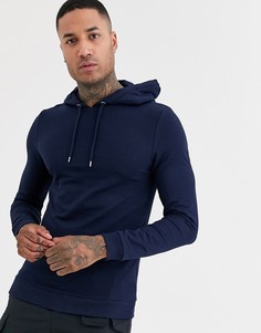 Темно-синее обтягивающее худи ASOS DESIGN-Темно-синий