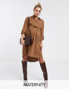Платье-рубашка Mamalicious Maternity-Бежевый Mama.Licious