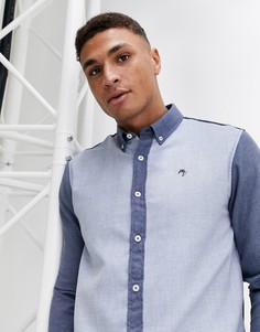 Синяя рубашка в стиле колор блок River Island-Синий