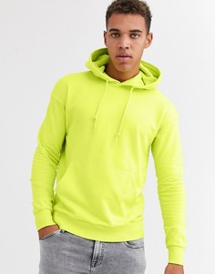 Свободный худи неоново-желтого цвета Jack & Jones Originals-Желтый