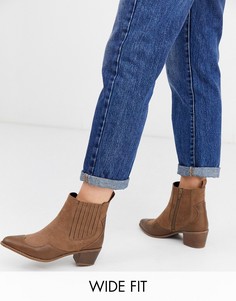 Светло-коричневые ботинки в стиле вестерн для широкой стопы Simply Be-Светло-коричневый