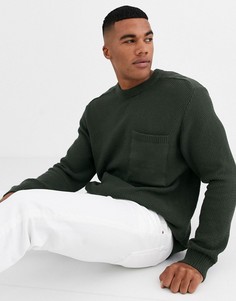 Джемпер цвета хаки с круглым вырезом River Island-Зеленый