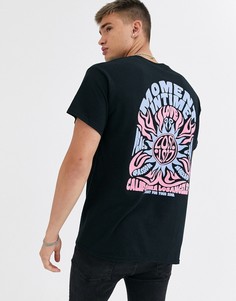 Черная футболка с принтом на груди и спине New Look-Черный