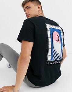 Черная футболка с принтом на груди и спине New Look-Черный