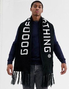 Черный шарф с бахромой и логотипом Good For Nothing