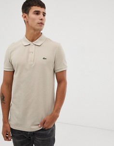 Светло-бежевое узкое поло с логотипом Lacoste-Светло-бежевый