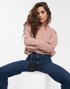 Розовый короткий oversized-свитшот Weekday