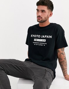Черная oversize-футболка с принтом New Look-Черный