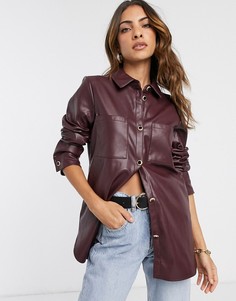 Красная рубашка из искусственной кожи River Island-Красный