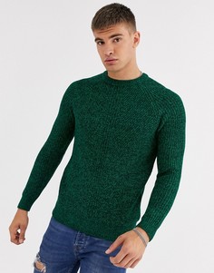 Джемпер крупной вязки изумрудного зеленого цвета Burton Menswear-Зеленый