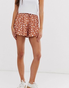 Фактурные шорты с присборенной талией и принтом ASOS DESIGN-Мульти
