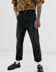 Черные выбеленные джинсы с присборенной талией ASOS DESIGN-Черный