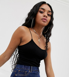 Черный боди на тонких бретельках ASOS DESIGN Petite