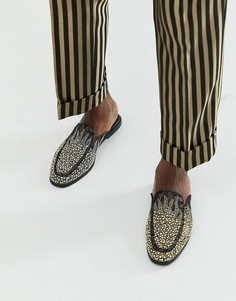 Черные мюли-лоферы с золотистыми заклепками ASOS DESIGN-Черный
