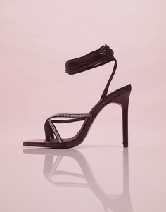 Черные босоножки на каблуке с отделкой ASOS DESIGN-Черный