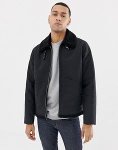 Черная куртка с плюшевой подкладкой ASOS DESIGN-Черный