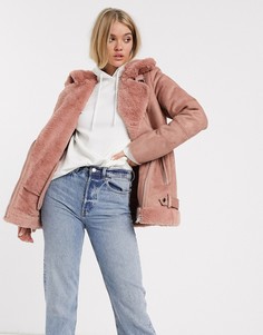 Розовая куртка авиатор Stradivarius-Розовый